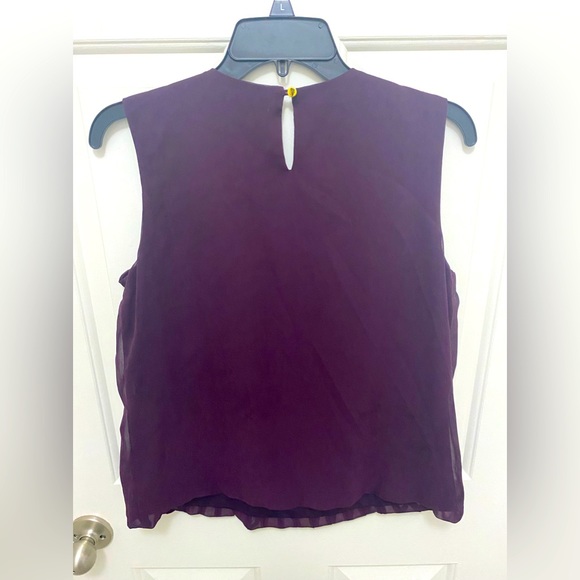 Calvin Klein pleated sleeveless blouse, burgundy, medium - Picture 3 of 4
